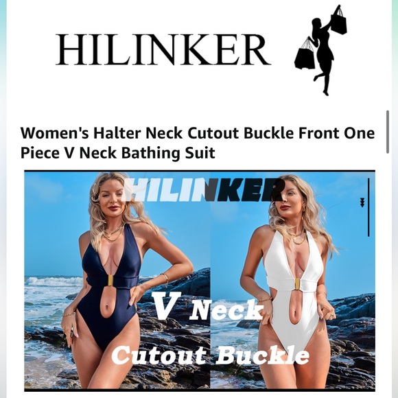 Halter Neck Cutout Buckle One Piece Swimsuit | Women’s Size Small - Picture 5 of 6